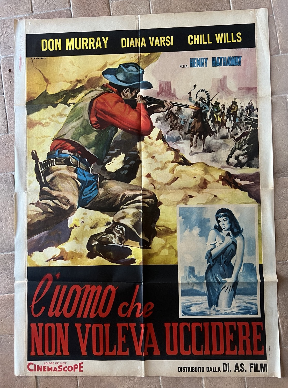 Locandina originale film L'uomo che non voleva uccidere (1958) - Regia di Henry Hathaway