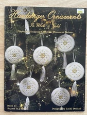 Vintage Hardanger Ornaments in white and gold pattern booklet # 11 In Series