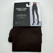 NEW Simply Vera Wang Size 3 Brown Super Opaque Control Top Tights USA Made Nylon