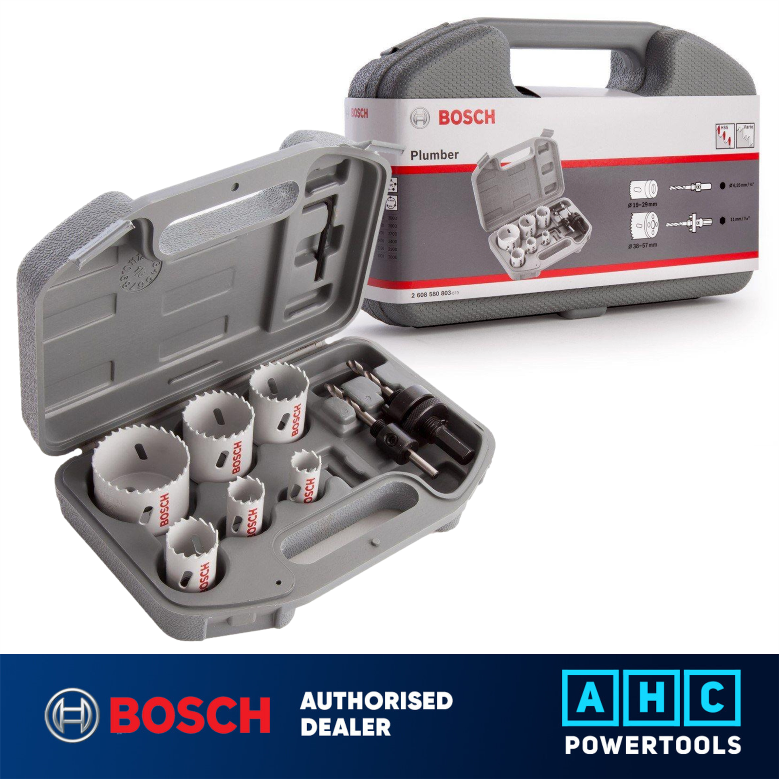 Bosch 9 Piece HSS Bimetal Plumbers Holesaw Set - 19mm - 57mm 2608580803
