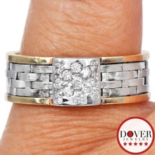 Kurtulan Jewelry 0.24ct Diamond 18K Gold Two Tone Woven Band Ring 6.5 Grams NR