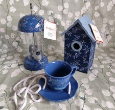 Cath Kidston 'Flora' Blue Floral Design Bundle Bird Box & 2 Bird Feeders - NEW!