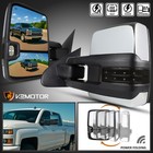 Fits 2014-2018 Silverado 1500 Chrome Power Fold+Heat Tow Mirrors+Smoke LED Lamps