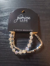 Jasmine Lane Jewelry Company Two Pack Stretch Bracelets Large Facet Bead & Small