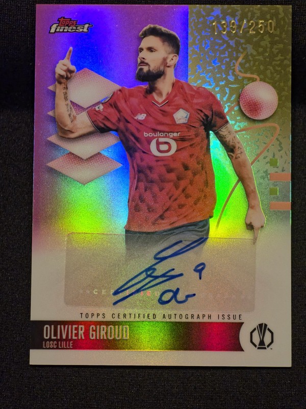 Olivier Giroud /250 Pink Refractor Auto 2025-26 Topps Finest UCC LOSC Lille