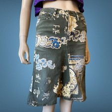 Roberto Just Cavalli VTG Denim Asian print Skirt Size 40It S
