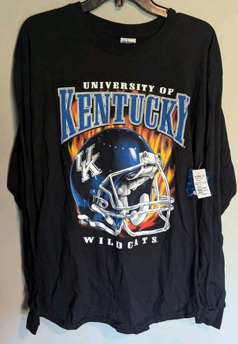 University Of Kentucky Wildcats Football Black Long Sleeve Shirt Men's L Y2K NWT