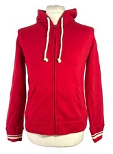 Mitchell Ness Woman's Distressed Full-Zip Hoodie Red Color Size Large