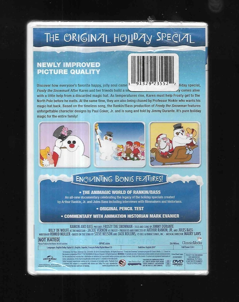 * OOP * Rankin & Bass' FROSTY THE SNOWMAN - Jimmy Durante - RARE SEALED - Image 2 of 2