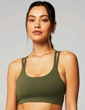 Fabletics Womens Sz XXL Principal Low Impact Sports Bra Utility Green Padded Gym
