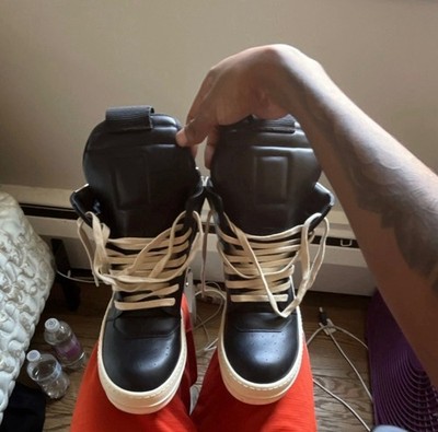 Rick Owens Black White High Top Zipper Men's Boots EU 43 Made in Italy