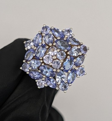 Harry Ivens 925 Silber Ring mit Tansanit Designer Schmuck Damen Blüte Floral