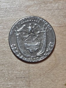 Panama 1/10th Balboa coin, 1970. KM# 10, copper-nickel. Vasco Nunez de Balboa.
