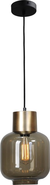HäNgelampe Schwarz Gold Glas Metall Ø 20 Cm Verstellbar Esstisch HäNgeleuchte-image