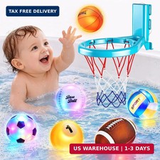 Bath Toys, Light Up Bath Toy for Toddlers 1-3, 6 Packs with Basketball Hoop