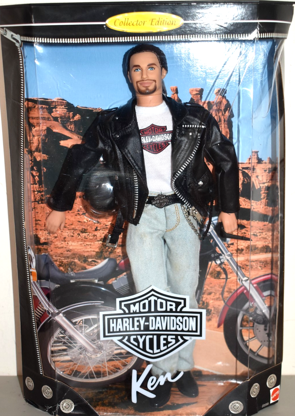1998 Collector Edition HARLEY DAVIDSON #1 Brunette Vintage KEN Barbie Dented Box