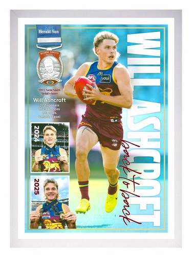 Framed 2025 Brisbane Lions AFL Premiers Norm Smith Poster Will Ashcroft 45x32cm - Picture 2 of 4