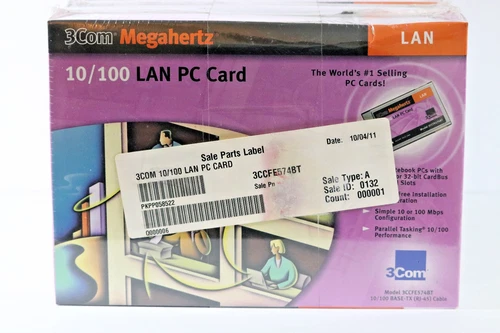 *NEW* 3Com 10/100 PCMCIA Ethernet LAN PC Card 3CCFE574BT BASE-TX Cable SEALED