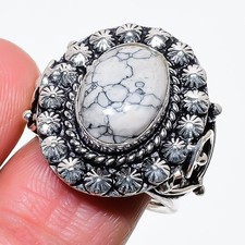 Howlite Gemstone Handmade 925 Sterling Silver Jewelry All Size Ring For Gift