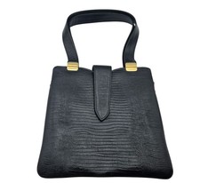 Vintage Black Faux Croc Embossed Shoulder Bag Lady Like Old Money Minimalist