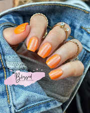 Red Aspen Press On Nails~Eccentric Evangeline~ACRYLIC~ Orange~ Short ~Square