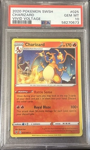2020 Pokémon Charizard Vivid Voltage PSA 10 Gem Mint SWSH Promo Card 025/185