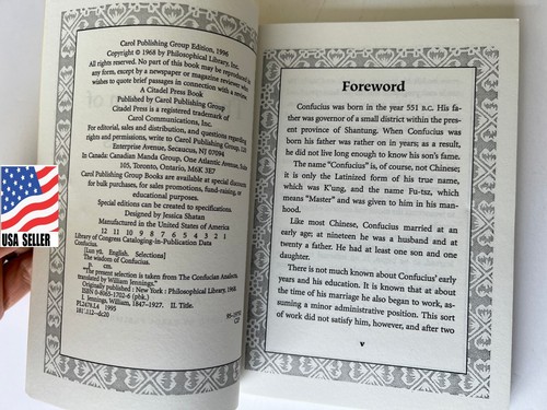 The Wisdom of Confucius Translated By William Jennings 1996 NEW - Picture 4 of 5