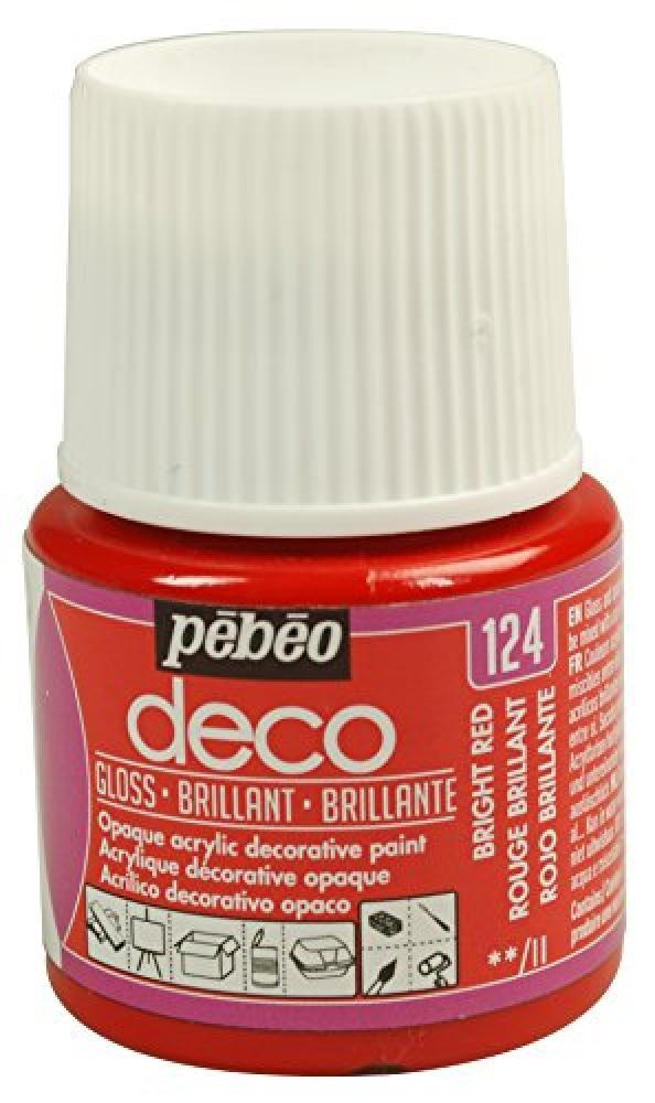 (TG. 7.00 x 4.50 x 4.50 cm) PEBEO Deco Bright Paint, Rosso Brillante, 45 ml - NU