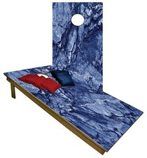 Cornhole Boards BEANBAG TOSS GAME w Bags Natural Stone Rock Mountain Wood Set