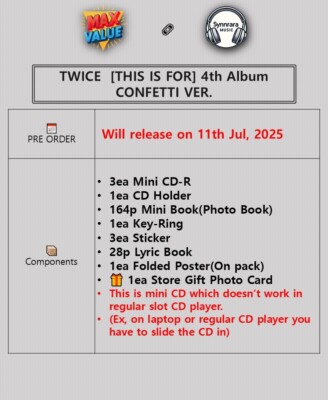 TWICE THIS IS FOR 4th Album CONFETTI Ver/3Mini CD+2Book+KeyRing+