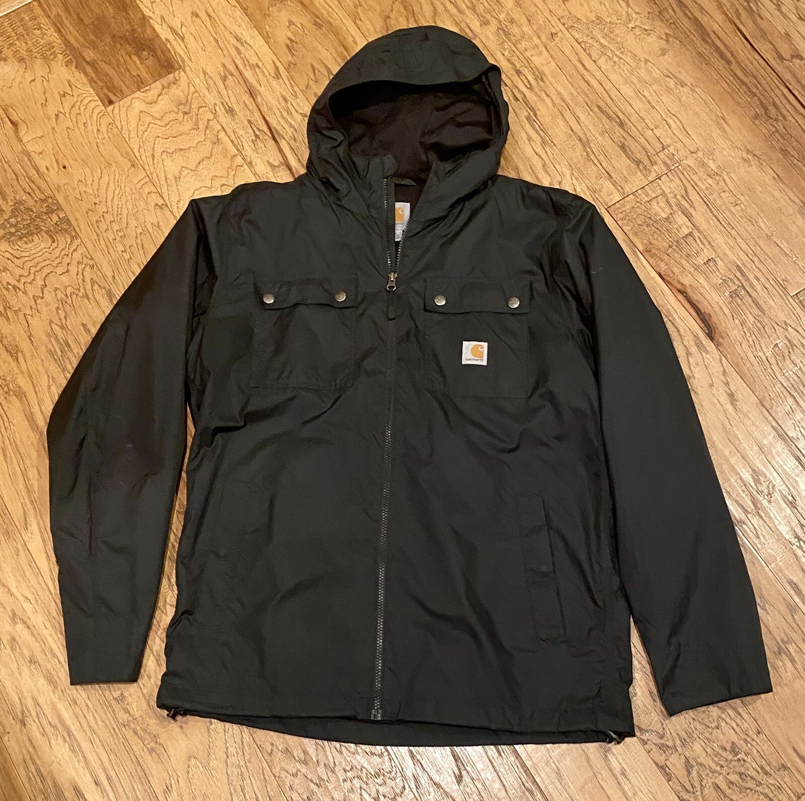 Carhartt Rain Jacket Wind Breaker Hood Mens Size Medi… Gem