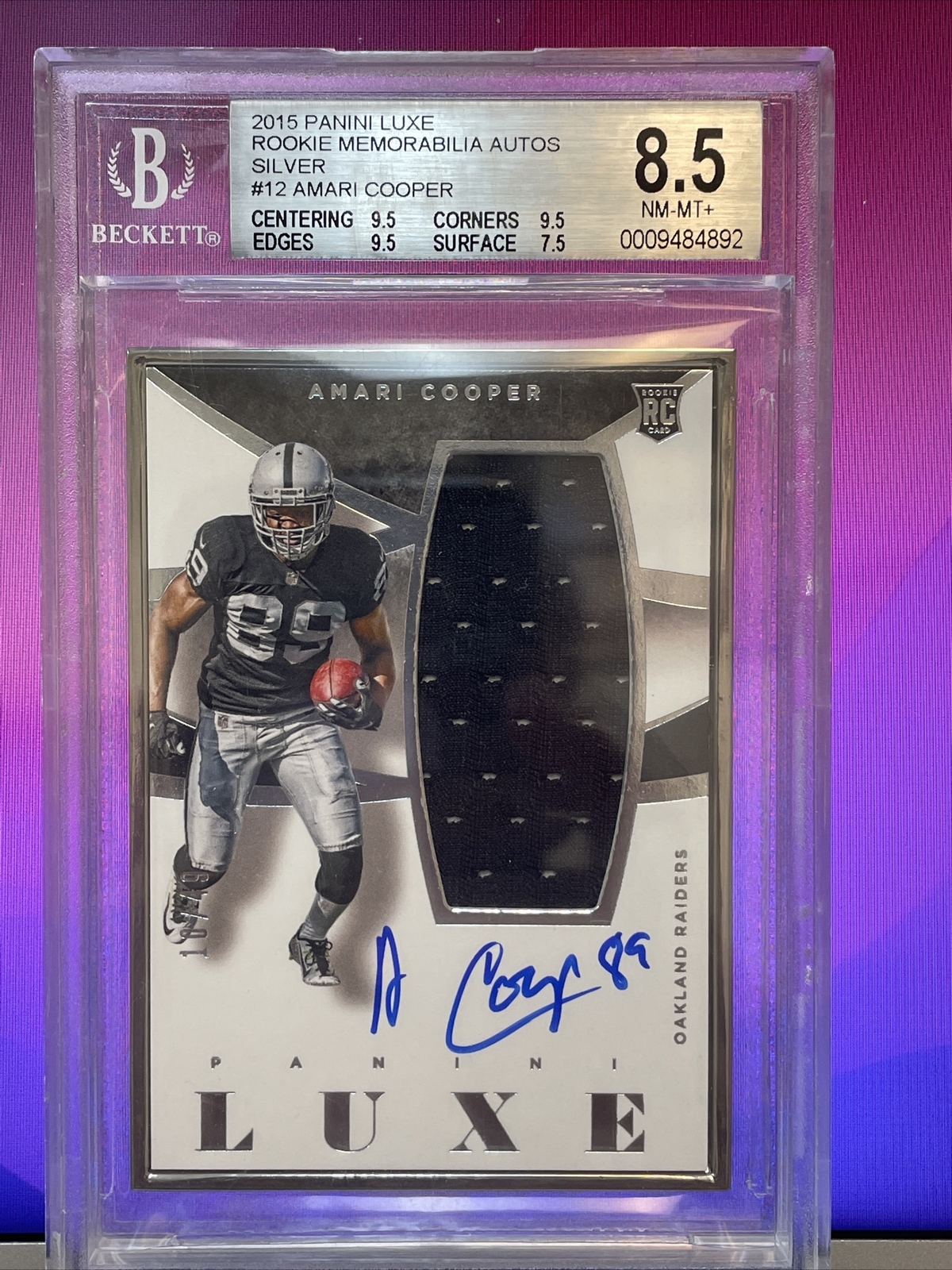 Amari Cooper Panini Luxe Die-Cut Memorabilia Prime #62 Red