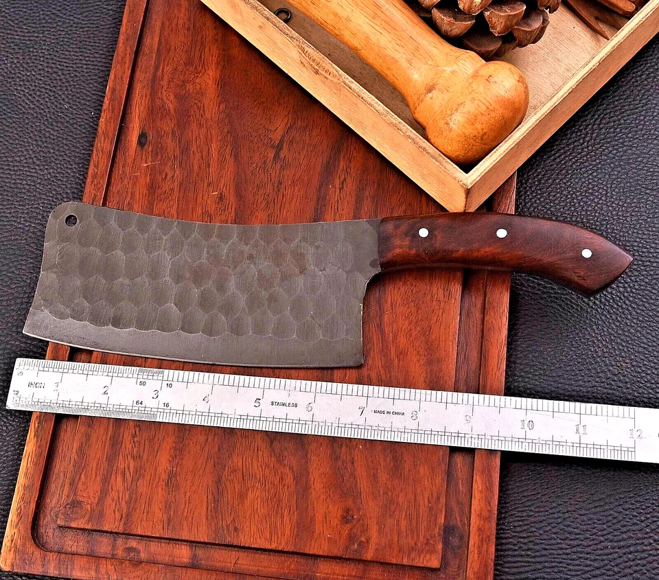 CUCHILLO DE CARNICERO PICADORA DE CARNE DE ACERO AL CARBONO FORJADO HECHO A MANO PERSONALIZADO 1806 Foto 4 de 4