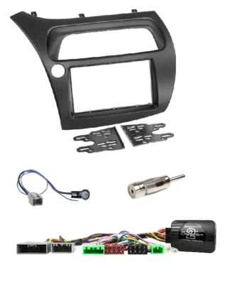 2-DIN Radioblende+LFB Lenkrad Adapter JVC für Honda Civic VIII Type R S ab2006 - Bild 1 von 2