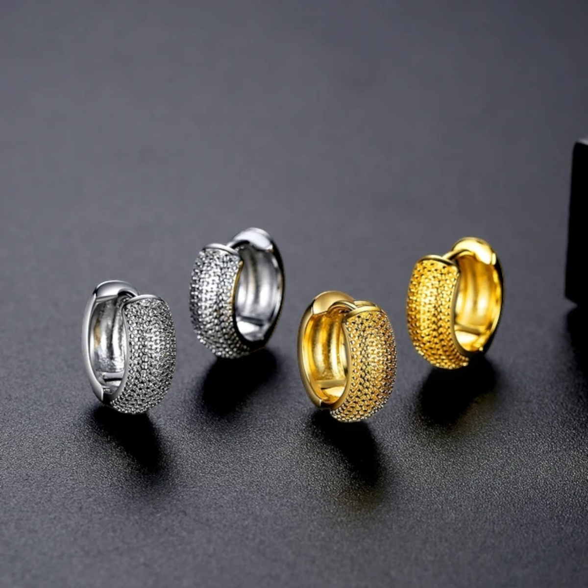 Gold Plated 13mm Hoop Earrings Unisex Hip Hop Fashion