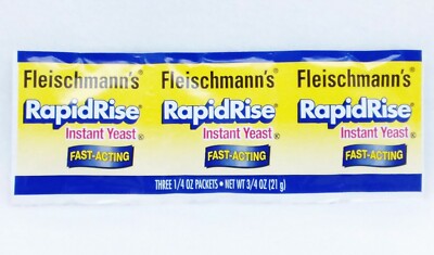 1 STRIP Fleischmann's Rapid Rise Instant Yeast FAST ACTING (3 packets) EXP 2021
