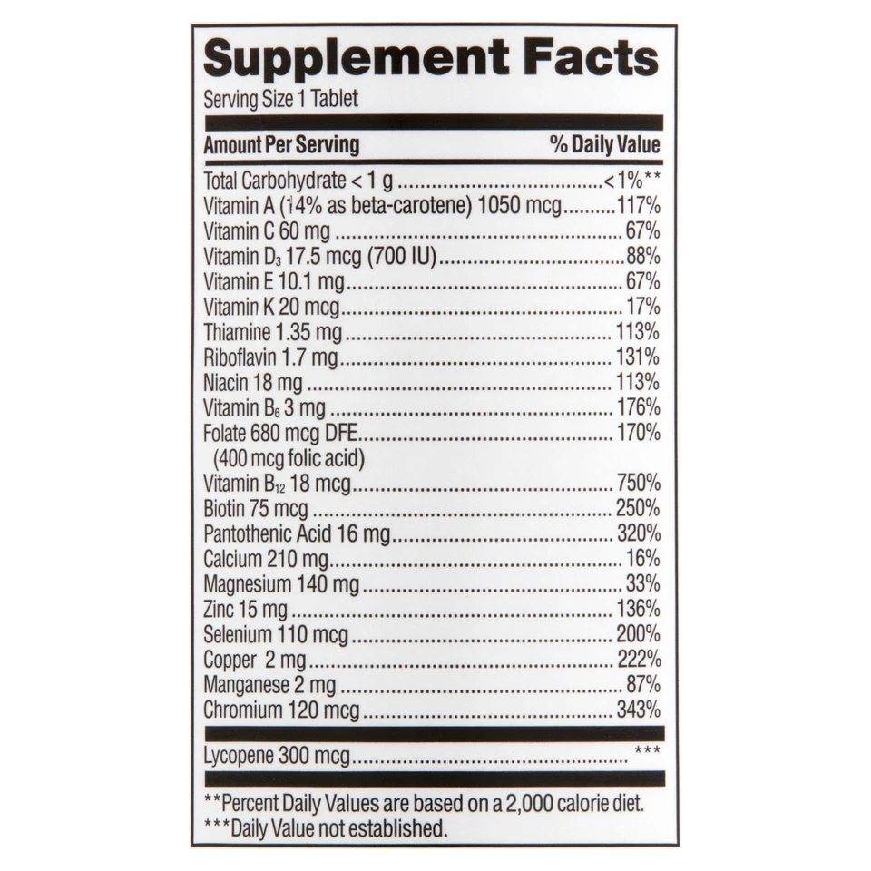 Мультивитаминные/мультиминеральные препараты Equate One Daily Men's Health 100 штук - Изображение 3 из 4