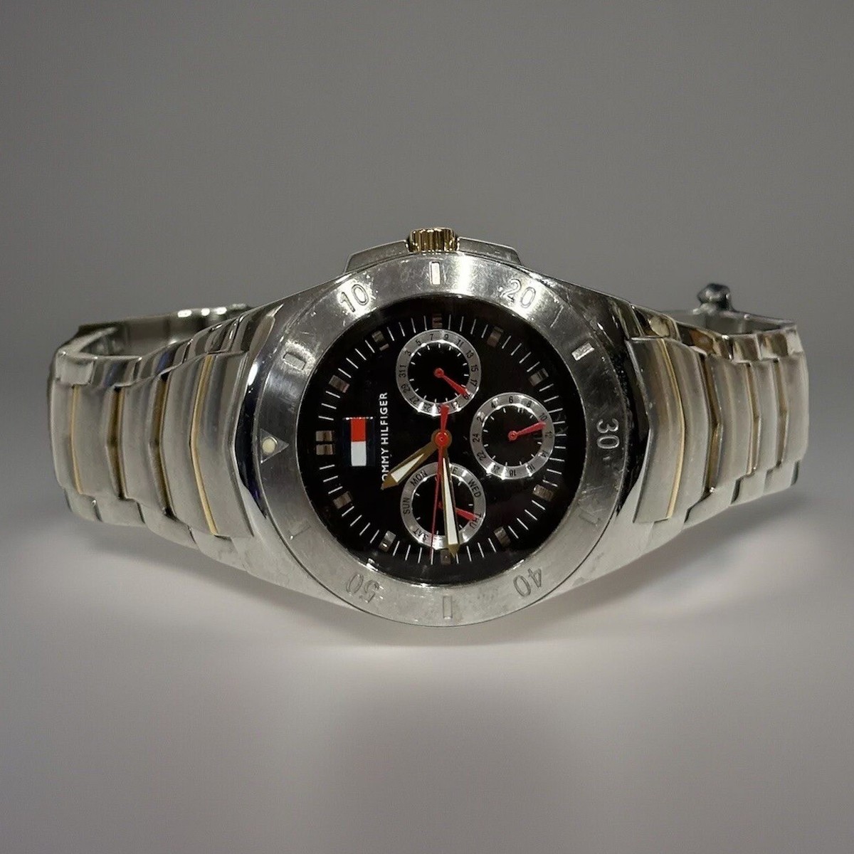 Tommy Hilfiger Men’s Stainless Steel Watch Gold Accent Brand New Battery