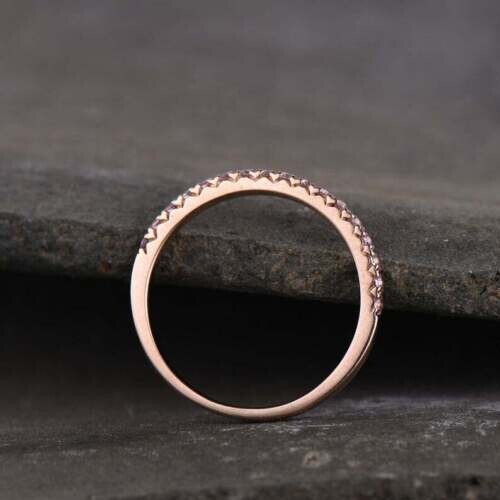 1.24ct Lab Created Moragnite Women's Half Eternity Wedding Band Ring 925 Silver - Picture 4 of 5