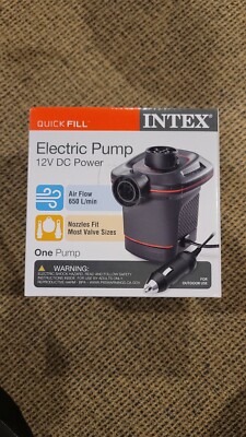 Intex Quick Fill 12v Car Adapter DC Electric Air Pump Tube Bed Incl Nozzles NIB!