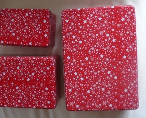 Ernesto Set of 3 Metal Storage Tins red / white design vgc - Picture 2 of 2