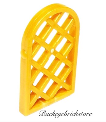 NEW Lego Minifig Pearl GOLD 1x2x2 2/3 Lattice Diamond Window Pane w/Rounded Top