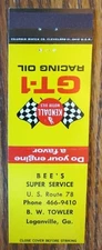 KENDALL MOTOR OIL MATCHBOOK COVER: BEE'S GAS STATION (LOGANVILLE, GEORGIA) -E15