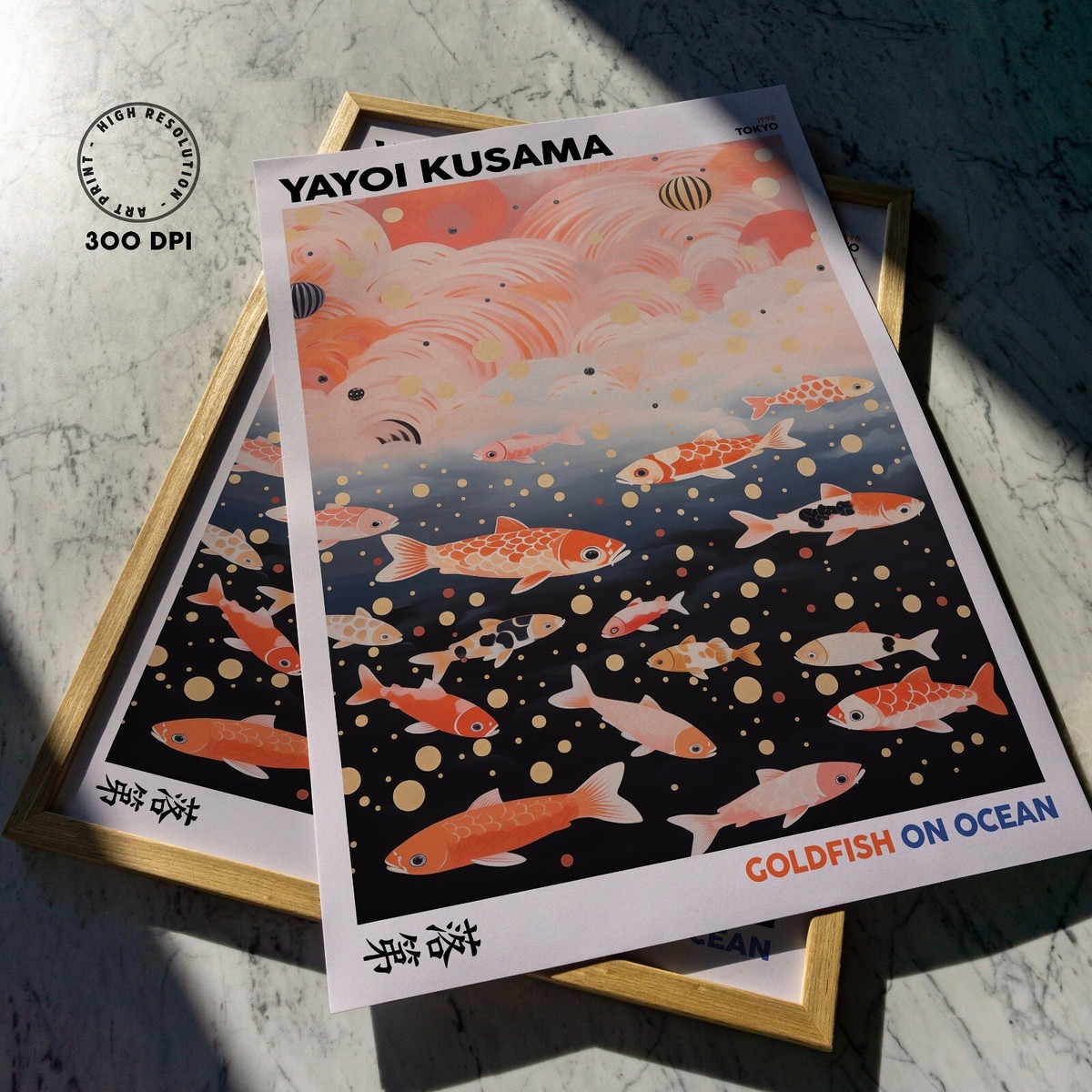 GoldFish on Ocean Tokyo 1998 by Yayoi Kusama Retro Vintage Art