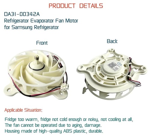 Upgraded DA31-00342A Refrigerator Evaporator Fan Motor (OEM) for Samsung Refrige - Picture 3 of 7