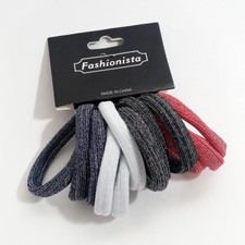 Hair Ties Elastic Ponytail Holder Bands 12 Pack Seamless Glitter Look Black red