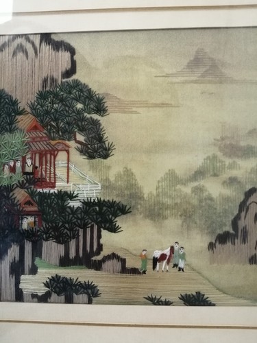 King Silk Art Embroidery Hand Made Chinese Landscape Tang Yin Bohu 13" x 13" - Imagen 15 de 19