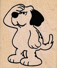 Puzzled Dog 3 x 3 1/2" Rubber Stamp, Dog Stamp, Dog Lover Stamp