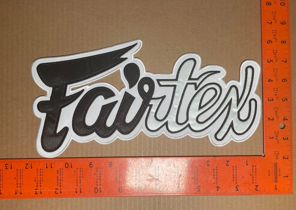 Fairtex Muaythai Large Patch For Uniform, Shorts, Jacket, etc Black/White 12”x6” - Image 2 of 3