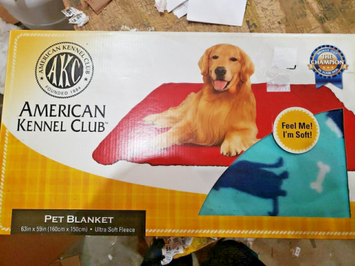 AMERICAN KENNEL CLUB PET DOG ANIMAL BLANKET MULTI-COLOR 63in X 59in NIB NEW - Afbeelding 1 van 2